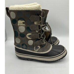 Sorel Graphic Brown Green Tan Waterproof Rubber Winter Boot Women’s Size 5 New